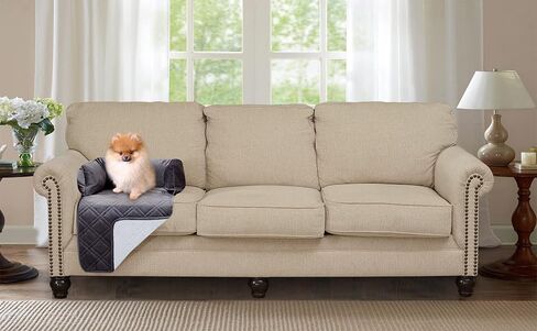 Brilliant Sunshine Quilted Calming Dog Bed Mat, Removable Washable Cover, Cushion Protector and Couch Covers for Dogs, Pets, Cats, Small, Blue Beige Toile in Saudi Arabia