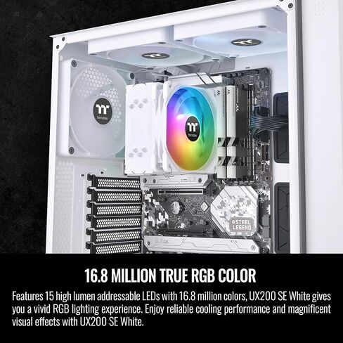 ثيرمال تيك لوحة ام UX200 SE 5V RGB مزامنة 16.8 مليون لون 15 LED قابل للعنونة انتل/AM5/AMD (LGA 1700) مقبس هيدروليكي عالمي 170 واط مبرد وحدة المعالجة المركزية CL-P105-AL12SW-A in Kuwait