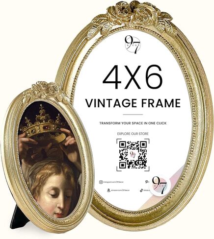 97 ديكور عتيقة 5x7 إطار صورة بيضاوي - إطار بيضاوي خمر 5x7 ، إطارات صور ذهبية 5 × 7 مع الجبهة الزجاجية لعرض الطاولة وشنق الجدار ، إطارات الملصقات الفيكتورية المزخرفة 5 إلى 7 in Saudi Arabia