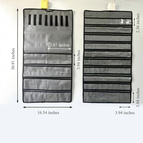 Stylish Hanging Jewelry Organizer: Dual Zip Pockets, Double-Sided Hanger, Necklace & Earring Holder, Dustproof Wall-Mounted Bag - jewelry storage bags in Saudi Arabia