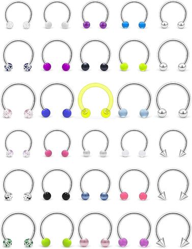 Uqnwbdq 16G Surgical Steel Horseshoe Nose Septum Rings Piercing Jewelry Cartilage Helix Tragus Earring Hoop Lip Horseshoe Piercing Retainer for Women Men 8mm 10mm in Kuwait