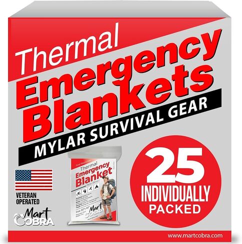 Emergency Blanket Mylar Thermal Space Survival Gear & Supplies 4-Pack Foil | Cold Weather Power Outage Camping Car Winter Storm Heat Reflective Hiking Backpacking Essentials First Aid Marathon Prepper in Kuwait