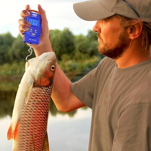 Fish Scale: Dr.meter PS01 110lb/50kg Backlit LCD Display Fishing Scale with Built-in Measuring Tape - Electronic Balance Digital Fishing Postal Hanging Hook Scale with 2 AAA Batteries in Saudi Arabia