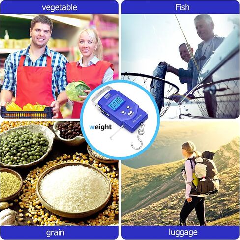 Fish Scale: Dr.meter PS01 110lb/50kg Backlit LCD Display Fishing Scale with Built-in Measuring Tape - Electronic Balance Digital Fishing Postal Hanging Hook Scale with 2 AAA Batteries in Saudi Arabia
