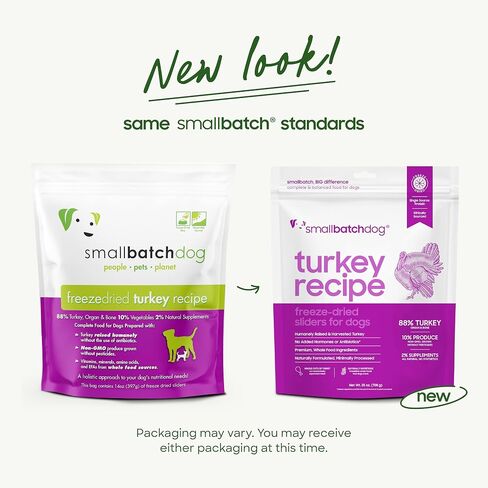Smallbatch Pets نظام غذائي خام ممتاز مجفف بالتجميد للكلاب، 25 أونصة، وصفة دجاج، حقيبة كبيرة، صنع في الولايات المتحدة الأمريكية، منتجات عضوية، لحم مرفوع بطريقة إنسانية، فطائر مرطّبة ومفيدة، صحية وصحية in Kuwait