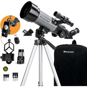 Celestron - 70mm Travel Scope DX - Portable Refractor Telescope - Fully-Coated Glass Optics - Ideal Telescope for Beginners - BONUS Astronomy Software Package - Digiscoping Smartphone Adapter in Kuwait