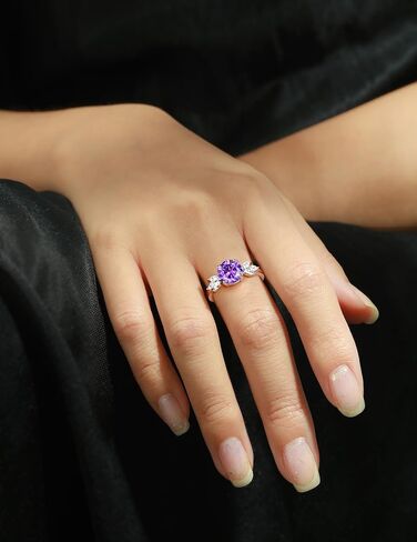 Pink Cubic Zirconia Ring 925 Sterling Silver Engagement Ring for Women Round Milgrain Cut Gemstone Birthstone Promise Ring for Her Size 7 in Saudi Arabia