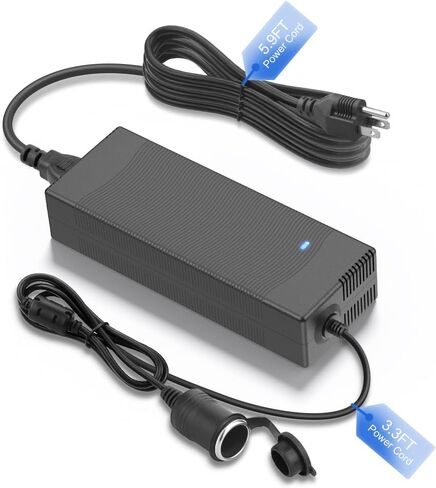 ALITOVE محول تيار متردد إلى تيار مستمر 12 فولت 8 أمبير 96 وات، 100 فولت-240 فولت إلى 12 فولت محول إمداد الطاقة مقبس ولاعة سجائر السيارة، محول تيار متردد/تيار مستمر لمدفأة التبريد المحمولة، ضاغط الهواء، أجهزة السيارة الأخرى أقل من 96 وات in Kuwait