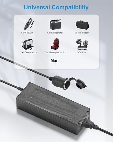 ALITOVE محول تيار متردد إلى تيار مستمر 12 فولت 8 أمبير 96 وات، 100 فولت-240 فولت إلى 12 فولت محول إمداد الطاقة مقبس ولاعة سجائر السيارة، محول تيار متردد/تيار مستمر لمدفأة التبريد المحمولة، ضاغط الهواء، أجهزة السيارة الأخرى أقل من 96 وات in Kuwait