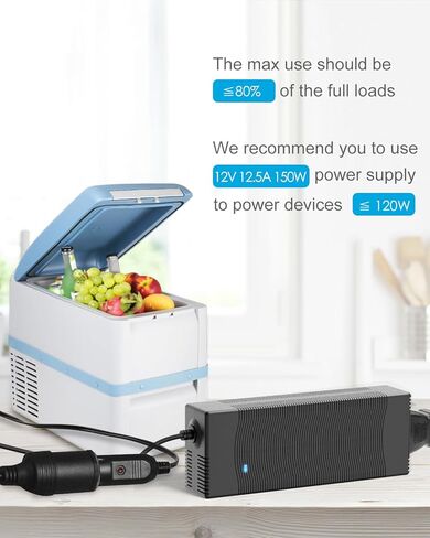 ALITOVE محول تيار متردد إلى تيار مستمر 12 فولت 8 أمبير 96 وات، 100 فولت-240 فولت إلى 12 فولت محول إمداد الطاقة مقبس ولاعة سجائر السيارة، محول تيار متردد/تيار مستمر لمدفأة التبريد المحمولة، ضاغط الهواء، أجهزة السيارة الأخرى أقل من 96 وات in Kuwait