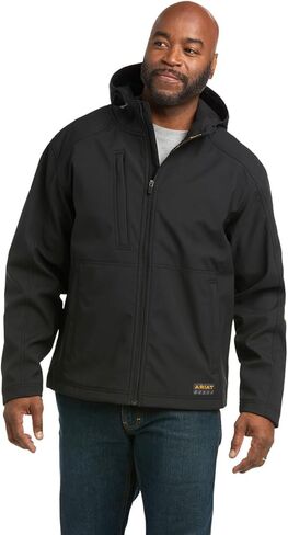 ARIAT Men's Rebar Stretch Canvas Softshell Hooded Logo Jacket in Saudi Arabia