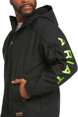ARIAT Men's Rebar Stretch Canvas Softshell Hooded Logo Jacket in Saudi Arabia