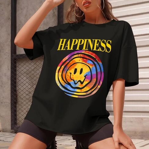 Slogan Graphic Boyfriend Tees Gym Oversized Aesthetic Letter Print T Shirts for Women Trendy Drop Shoulder Tshirt in Saudi Arabia