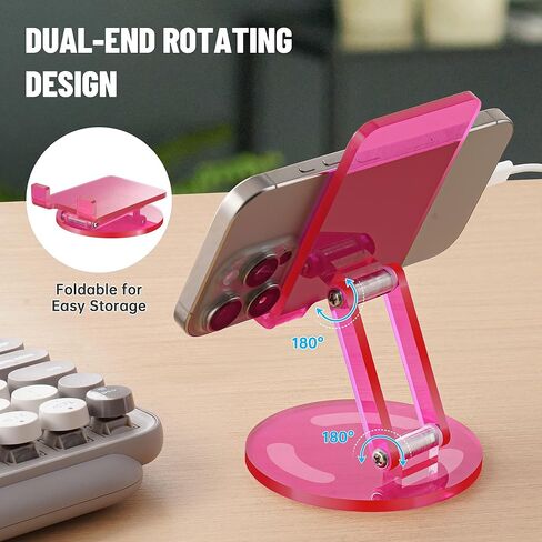 Tomorotec Iridescent Acrylic Cell Phone Stand, Portable Phone Holder for Desk Non-Slip Desktop Smartphones/Tablets Holder Compatible with iPhone Samsung Galaxy Pixel iPad Phone Cradle Dock Home Office in Kuwait