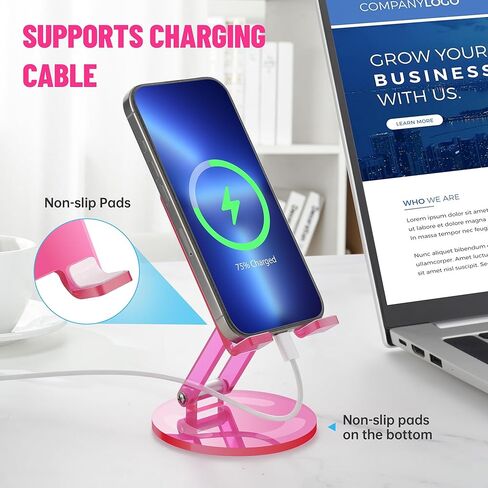 Tomorotec Iridescent Acrylic Cell Phone Stand, Portable Phone Holder for Desk Non-Slip Desktop Smartphones/Tablets Holder Compatible with iPhone Samsung Galaxy Pixel iPad Phone Cradle Dock Home Office in Kuwait