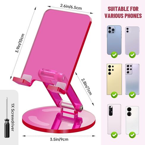 Tomorotec Iridescent Acrylic Cell Phone Stand, Portable Phone Holder for Desk Non-Slip Desktop Smartphones/Tablets Holder Compatible with iPhone Samsung Galaxy Pixel iPad Phone Cradle Dock Home Office in Kuwait