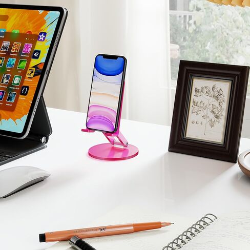 Tomorotec Iridescent Acrylic Cell Phone Stand, Portable Phone Holder for Desk Non-Slip Desktop Smartphones/Tablets Holder Compatible with iPhone Samsung Galaxy Pixel iPad Phone Cradle Dock Home Office in Kuwait