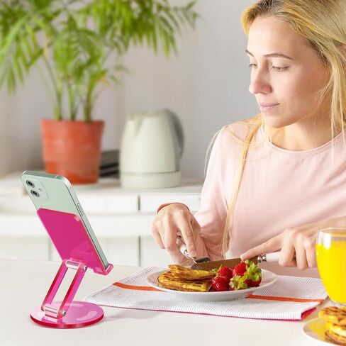 Tomorotec Iridescent Acrylic Cell Phone Stand, Portable Phone Holder for Desk Non-Slip Desktop Smartphones/Tablets Holder Compatible with iPhone Samsung Galaxy Pixel iPad Phone Cradle Dock Home Office in Kuwait