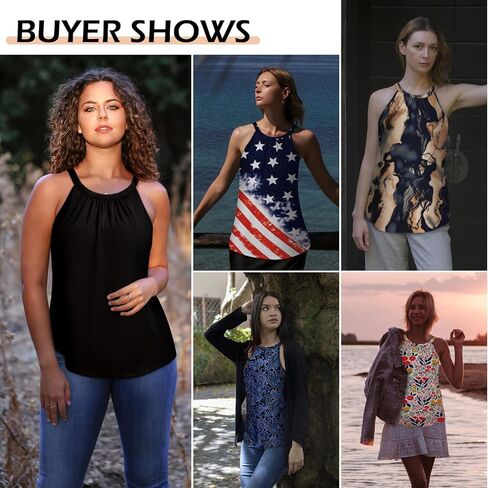Woweny Women Halter Tank Tops مع بنيت في صدرية قميص الصيف من أعلى إلى حد ما. in Saudi Arabia