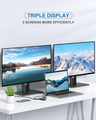 MacBook Pro Docking Station Dual Monitor HDMI Adapter,12 in 1 USB C Adapters for MacBook Pro Air Mac HDMI Dock Dongle Dual USB C to Dual HDMI VGA Ethernet AUX 4USB SD/TF100W PD in Saudi Arabia