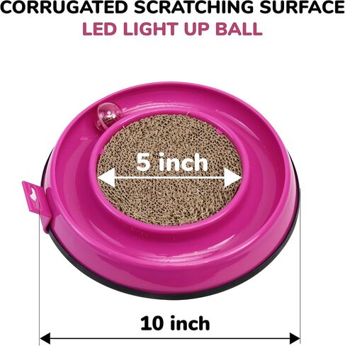 SPOT by Ethical Products Rockin' Scratcher Cat Toy | Interactive Cat Toy Features LED Light Up Ball and Wobble Action | Corrugated Scratching Pad to Groom Claws | Includes Catnip | 10" in Saudi Arabia