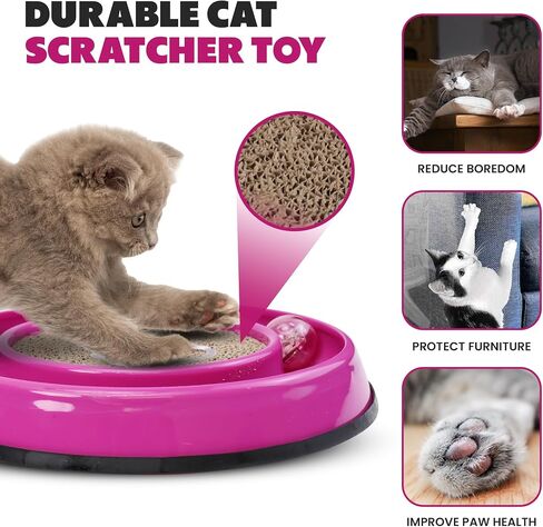 SPOT by Ethical Products Rockin' Scratcher Cat Toy | Interactive Cat Toy Features LED Light Up Ball and Wobble Action | Corrugated Scratching Pad to Groom Claws | Includes Catnip | 10" in Saudi Arabia