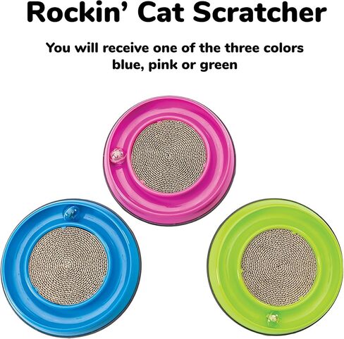 SPOT by Ethical Products Rockin' Scratcher Cat Toy | Interactive Cat Toy Features LED Light Up Ball and Wobble Action | Corrugated Scratching Pad to Groom Claws | Includes Catnip | 10" in Saudi Arabia