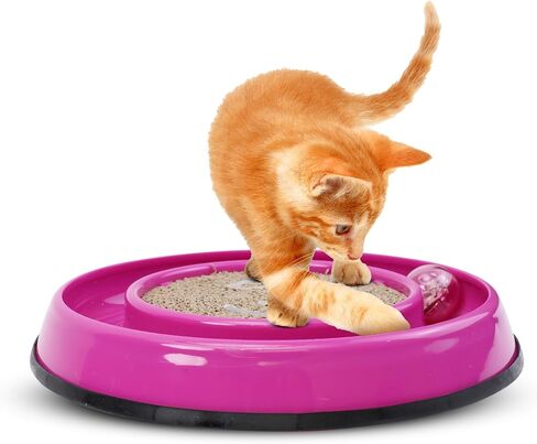 SPOT by Ethical Products Rockin' Scratcher Cat Toy | Interactive Cat Toy Features LED Light Up Ball and Wobble Action | Corrugated Scratching Pad to Groom Claws | Includes Catnip | 10" in Saudi Arabia