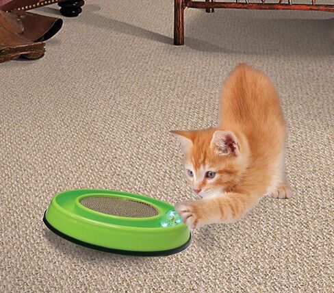 SPOT by Ethical Products Rockin' Scratcher Cat Toy | Interactive Cat Toy Features LED Light Up Ball and Wobble Action | Corrugated Scratching Pad to Groom Claws | Includes Catnip | 10" in Saudi Arabia
