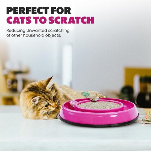 SPOT by Ethical Products Rockin' Scratcher Cat Toy | Interactive Cat Toy Features LED Light Up Ball and Wobble Action | Corrugated Scratching Pad to Groom Claws | Includes Catnip | 10" in Saudi Arabia
