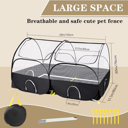 SlowTon Small Animals Playpen, Portable Large Chicken Run Coop with Detachable Bottom Breathable Transparent Mesh Walls, Foldable Pet Enclosure for Puppy Kitten Rabbits Indoor Outdoor in Saudi Arabia