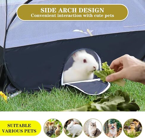 SlowTon Small Animals Playpen, Portable Large Chicken Run Coop with Detachable Bottom Breathable Transparent Mesh Walls, Foldable Pet Enclosure for Puppy Kitten Rabbits Indoor Outdoor in Saudi Arabia
