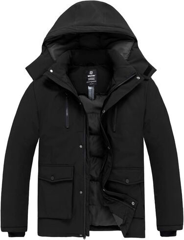 wantdo Men's Thicken Winter Coat Warm Parka Jacket Puffer Jacket with Fur Hood in Saudi Arabia