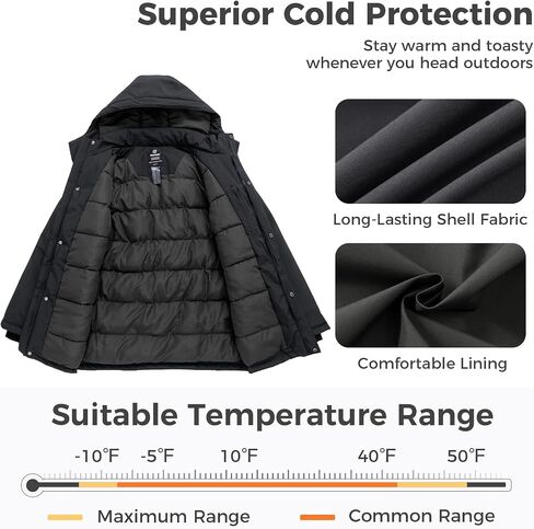 wantdo Men's Thicken Winter Coat Warm Parka Jacket Puffer Jacket with Fur Hood in Saudi Arabia