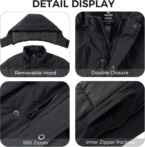 wantdo Men's Thicken Winter Coat Warm Parka Jacket Puffer Jacket with Fur Hood in Saudi Arabia