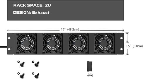 Kutatek Rack Mount Fan Panel 3U, Intake Airflow, for Cooling AV, Home Theater, Network 19" Racks in Kuwait