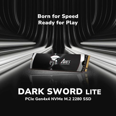 محرك الأقراص الصلبة الداخلي DATO ARES Dark Sword 2TB M.2 2280 PCIe Gen4x4 SSD للألعاب والمبدعين (يصل إلى 7200/6000 ميجابايت/ثانية) - أسود in Kuwait