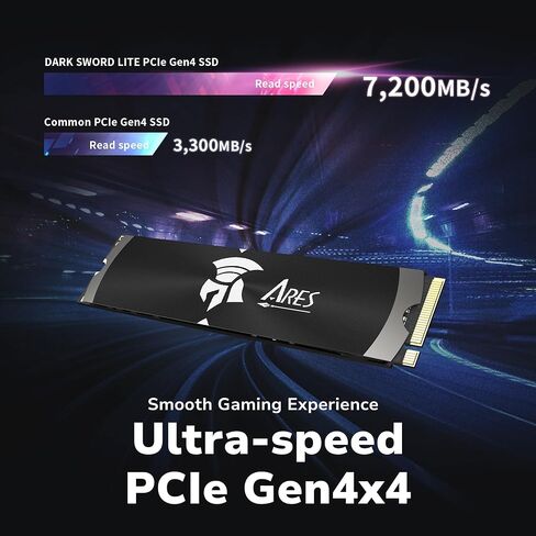 محرك الأقراص الصلبة الداخلي DATO ARES Dark Sword 2TB M.2 2280 PCIe Gen4x4 SSD للألعاب والمبدعين (يصل إلى 7200/6000 ميجابايت/ثانية) - أسود in Kuwait