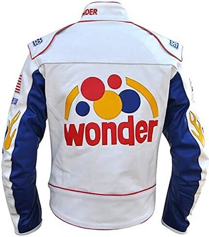 Jackets Heaven Ricky Bobby Wonder Jacket Racing White Faux Leather Jacket (X-Large) in Saudi Arabia