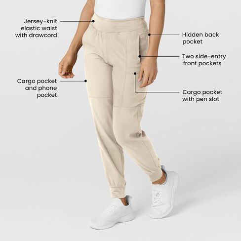 Women's Comfort Waist Cargo Jogger Scrub Pant, Khaki, 2X TAL in Saudi Arabia