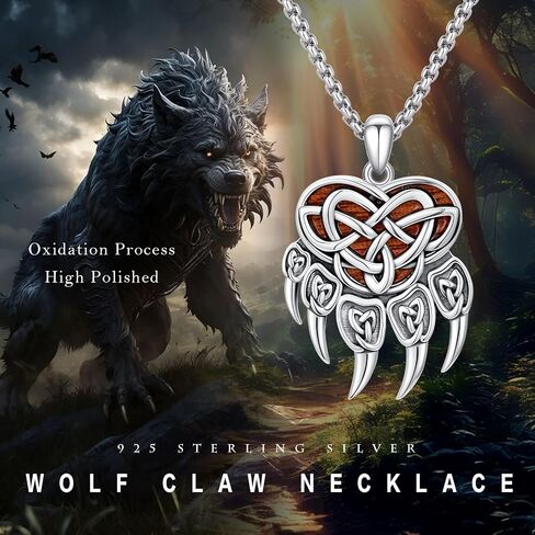 Viking Wolf Necklace for Men S925 Sterling Silver Wolf Pendant Necklace Vintage Oxidized Wolf Necklace Norse Wolf Jewelry Gift for Men Boys Women in Kuwait