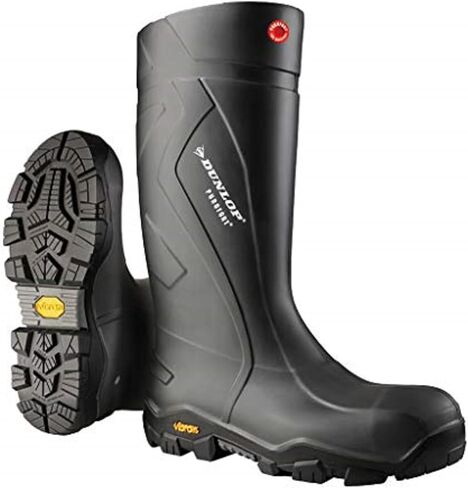 DUNLOP Men's CC22A33 Purofort+ Expander Full Safety with Vibram Sole,100% Waterproof,PVC, Lightweight and Durable Protective Footwear, Black, 12 in Saudi Arabia