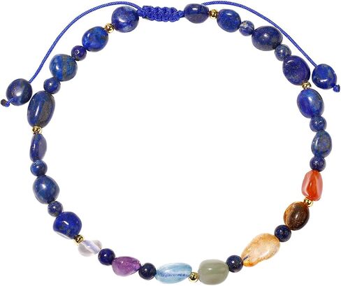 Jewever 7 Chakra Crystals and Stones Anklet Irregular Tumbled Gems Beaded Ankle Bracelets for Women Spiritual Energy Meditation Yoga Healing Jewelry Mom's Gifts in Saudi Arabia