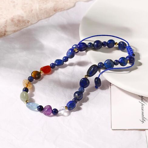 Jewever 7 Chakra Crystals and Stones Anklet Irregular Tumbled Gems Beaded Ankle Bracelets for Women Spiritual Energy Meditation Yoga Healing Jewelry Mom's Gifts in Saudi Arabia