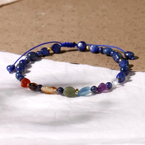 Jewever 7 Chakra Crystals and Stones Anklet Irregular Tumbled Gems Beaded Ankle Bracelets for Women Spiritual Energy Meditation Yoga Healing Jewelry Mom's Gifts in Saudi Arabia