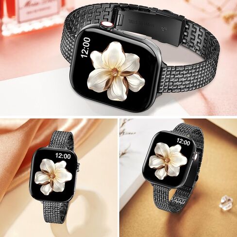 MioHHR أحزمة معدنية رفيعة متوافقة مع Apple Watch Ultra 2 1Band (49 مم) السلسلة 9/8/7 (45 مم 41 مم)، السلسلة SE 6/5/4 (40 مم 44 مم)، السلسلة 3/2 /1 (38 مم 42 مم)، رقيقة من الفولاذ المقاوم للصدأ حزام سلسلة فولاذي لسوار iWatch للنساء in Kuwait