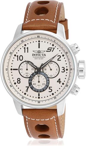 Invicta Men's S1"Rally" Stainless Steel Chronograph Watch with Brown Leather Band in Saudi Arabia