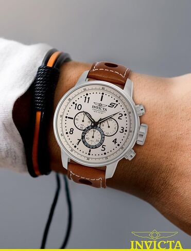 Invicta Men's S1"Rally" Stainless Steel Chronograph Watch with Brown Leather Band in Saudi Arabia