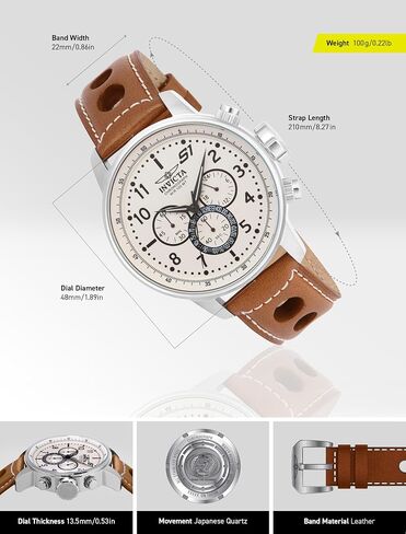 Invicta Men's S1"Rally" Stainless Steel Chronograph Watch with Brown Leather Band in Saudi Arabia