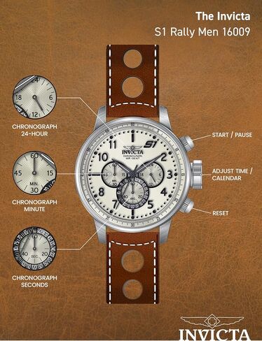 Invicta Men's S1"Rally" Stainless Steel Chronograph Watch with Brown Leather Band in Saudi Arabia